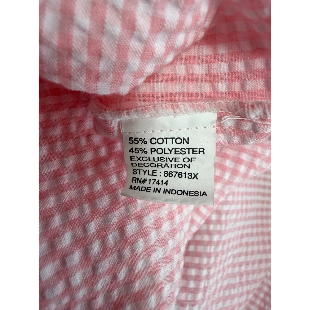 Miss Elaine Womens Nightgown 1X Gingham Smocked Embroidered Housecoat Duster